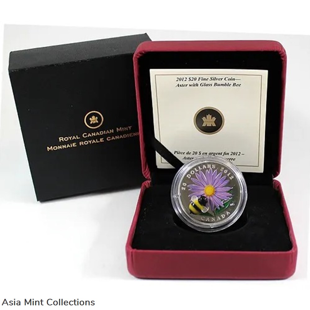 2012 $20 Aster with Venetian Glass Bumblebee - Pure Silver Coin 5 coins ingots bullion 2012 20 aster with venetian glass bumblebee pure silver coin