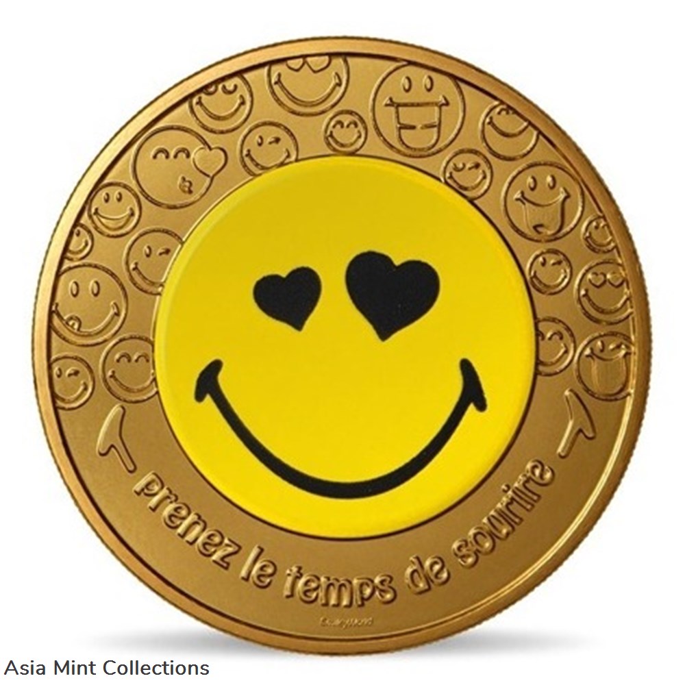 2022 - 50th anniversary of the Smiley (love) coins ingots bullion copper coin 2022 50th anniversary of the smiley love