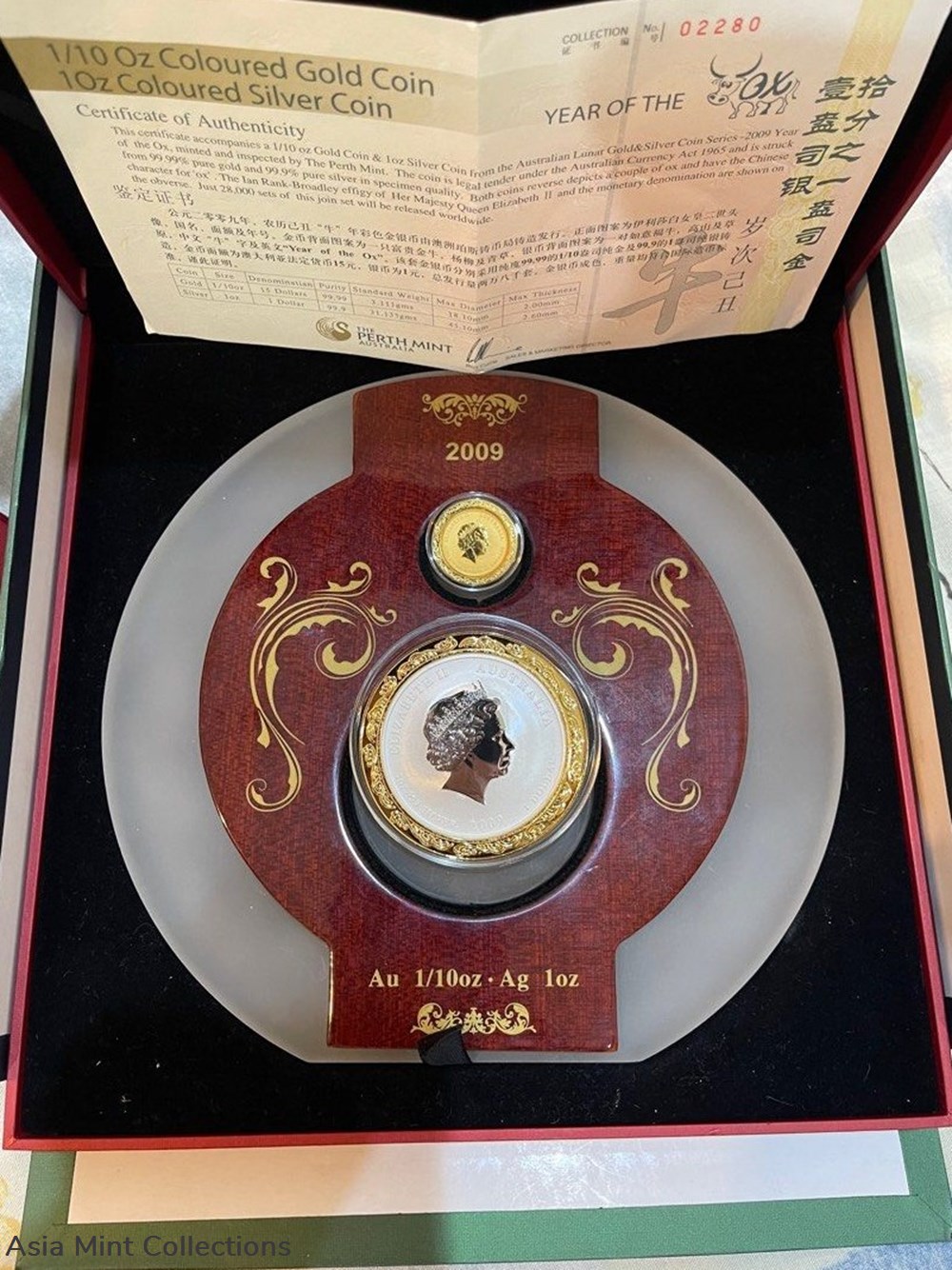 2009 Australia Lunar Year of OX Gold and Silver Coloured Set 3 coins 2009 australia lunar year of ox gold and silver coloured set