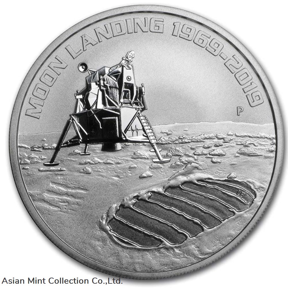 2019 - 1 oz 50th Anniversary 1969-2019 Moon Landing BU Silver Coin 2 coins ingots bullion 2019 1 oz 50th anniversary 1969 2019 moon landing bu silver coin