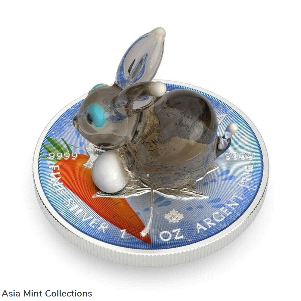 2022 - 1 Oz Silver Coin $5 Canada Maple Leaf Murano Glass Series - Rabbit 2 coins ingots bullion 2022 1 oz silver coin 5 canada maple leaf murano glass series rabbit