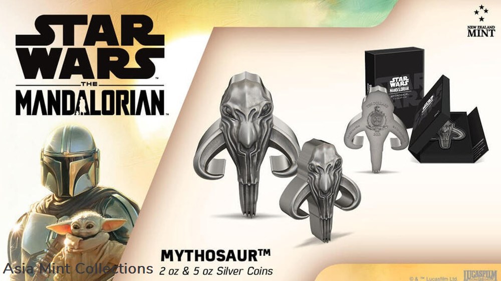2023 Niue Star Wars Mandalorian Mythosaur 5oz Silver Antiqued Coin 8 coins ingots bullion 2023 niue star wars mandalorian mythosaur 5oz silver antiqued coin