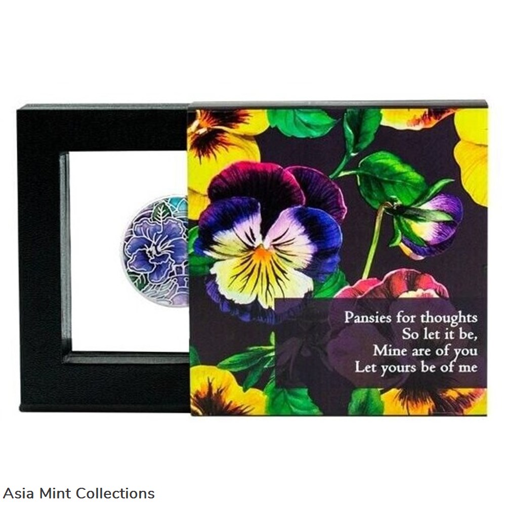 2020 - Pansy Language of Flowers Proof Silver Coin 500 Francs Cameroon 3 coins ingots bullion 2020 pansy language of flowers proof silver coin 500 francs cameroon