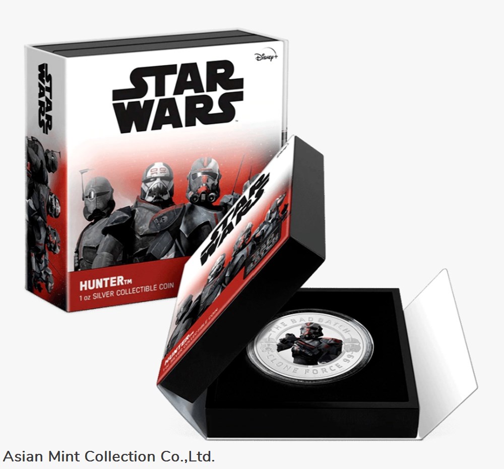 2022 Niue Star Wars™ The Bad Batch™ - Hunter 1oz Silver Coloured Proof Coin 3 coins ingots bullion 2022 niue star wars the bad batch hunter 1oz silver coloured proof coin