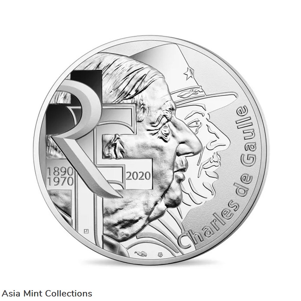 2020 - 10 euro France silver – Charles de Gaulle coins ingots bullion coin 2020 10 euro france silver charles de gaulle