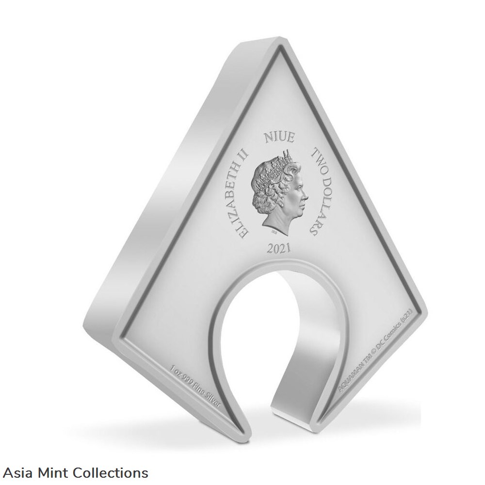 2021 - New Zealand - 1 Oz Silver Proof Coin- AQUAMAN Emblem 5 coins ingots bullion 2021 new zealand 1 oz silver proof coin aquaman emblem