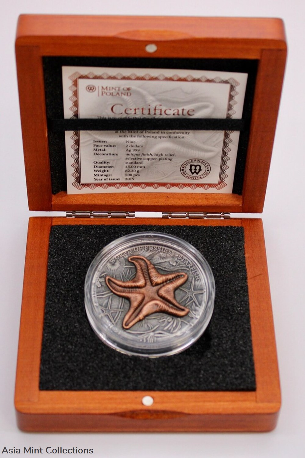 2019 - STARFISH World of Fossils 2 Oz Silver Coin 2$ Niue 4 coins ingots bullion 2019 starfish world of fossils 2 oz silver coin 2 niue