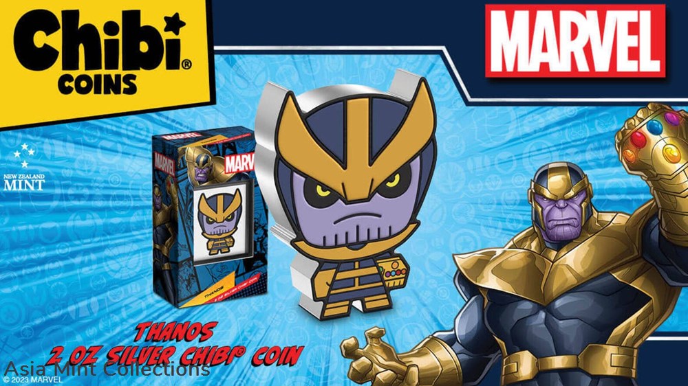 2023 Niue Marvel Thanos 2oz Silver Mega Chibi Colorized Proof Coin 5 coins ingots bullion 2023 niue marvel thanos 2oz silver mega chibi colorized proof coin