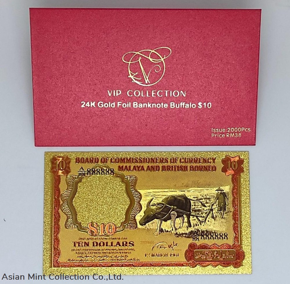 banknotes asia malaysia 24k gold foil banknote buffalo 10