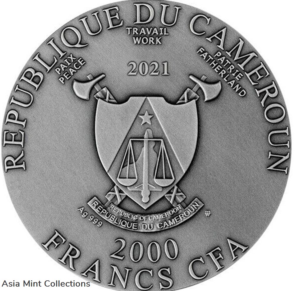 2021 - Cyclops 2 oz Silver Coin 2000 Francs CFA Cameroon 2 coins ingots bullion 2021 cyclops 2 oz silver coin 2000 francs cfa cameroon
