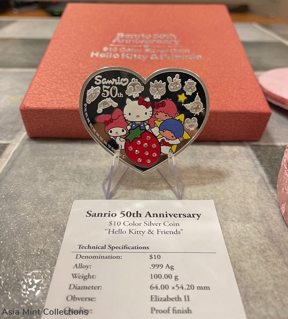 coins ingots bullion coin 2010 niue island pamp minted sanrio 50th anniversary 10 hello kitty love shaped colorized silver