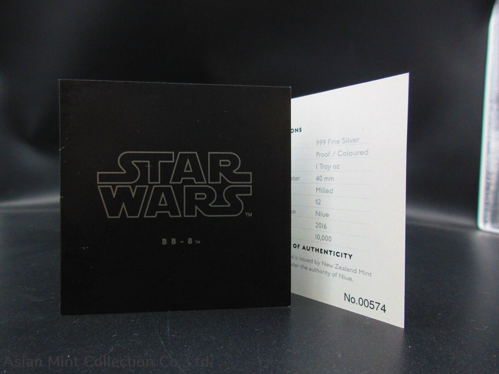 2016 STAR WARS BB-8 1oz Silver Proof Disney Coin - Pictured Coin Cert 00574 4 coins ingots bullion 2016 star wars bb 8 1oz silver proof disney coin pictured coin cert 00574
