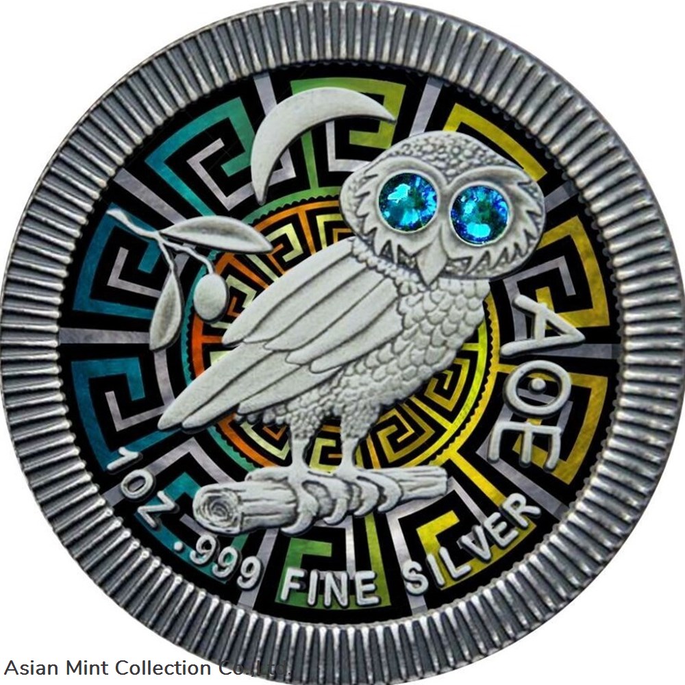 2020 - $2 Niue Athenian Owl Swarovski Eyes - Blue Eyes coins ingots bullion silver coin 2020 2 niue athenian owl swarovski eyes blue eyes