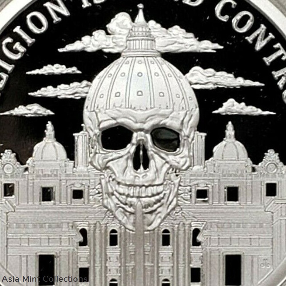 2021 - 1oz Religion Is Mind Control Silver Shield Proof Coin 2 coins ingots bullion 2021 1oz religion is mind control silver shield proof coin