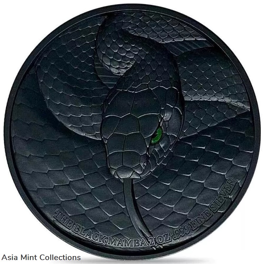2023 - 2 Oz Silver Coin Chad 10000 Francs CFA Black Mamba High Relief Coin 2 coins ingots bullion ingot 2023 2 oz silver coin chad 10000 francs cfa black mamba high relief coin