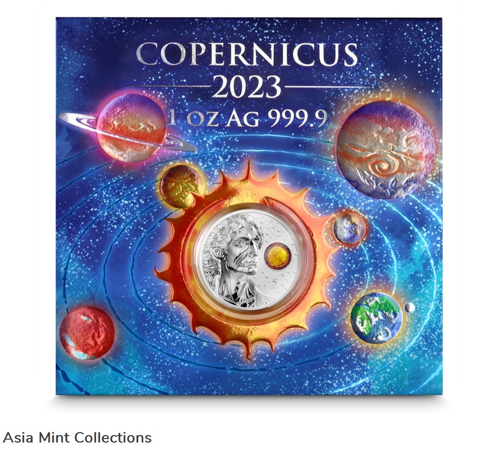 2023 - Malta Copernicus 1 oz Silver 999.9 5 Euro Color in Original Folder BU 6 coins ingots bullion coin 2023 malta copernicus 1 oz silver 999 9 5 euro color in original folder bu