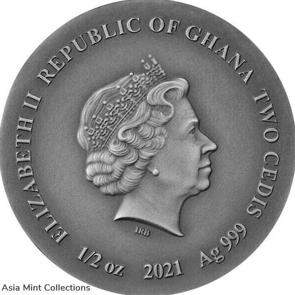 coins ingots bullion 2021 grey wolf wildlife in the moonlight 1 2 oz antique finish silver coin ghana