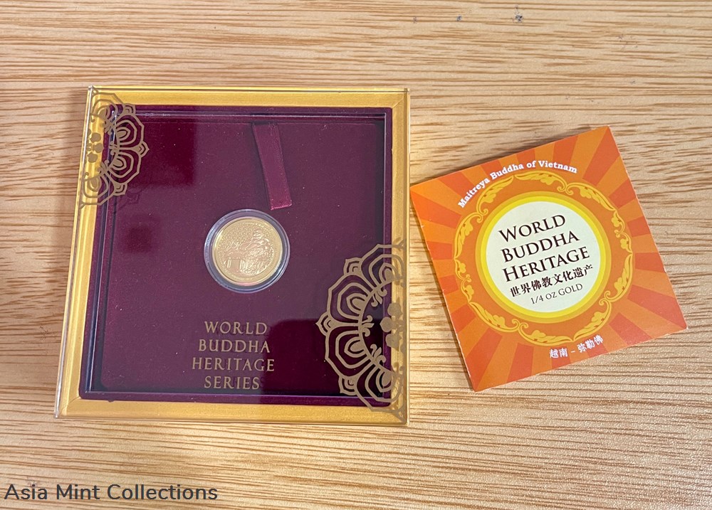 2014 Bhutan NU1000 World Buddha Heritage Series "Maitreya Buddha of Vietnam" -1/4oz Gold Proof Coin 3 coins ingots bullion 2014 bhutan nu1000 world buddha heritage series maitreya buddha of vietnam 1 4oz gold proof coin