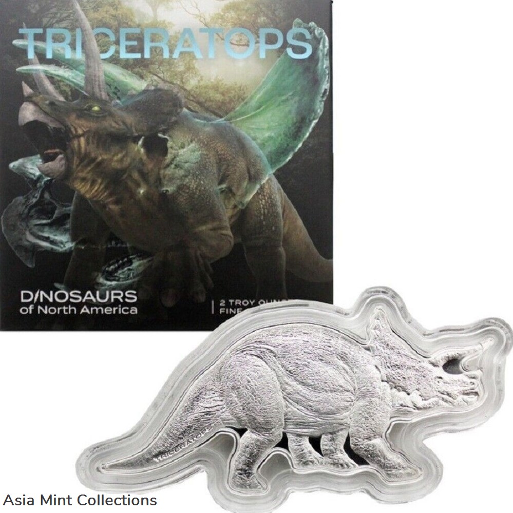 2022 Solomon Islands Dinosaurs Triceratops 2oz Silver Reverse Proof Coin coins ingots bullion 2022 solomon islands dinosaurs triceratops 2oz silver reverse proof coin