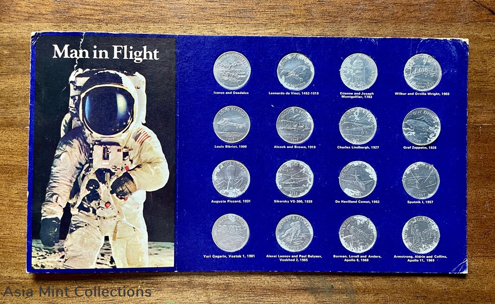 1969 - SHELL 16 COINS HISTORIC SET-MAN IN FLIGHT ingots bullion copper 1969 shell 16 coins historic set man in flight