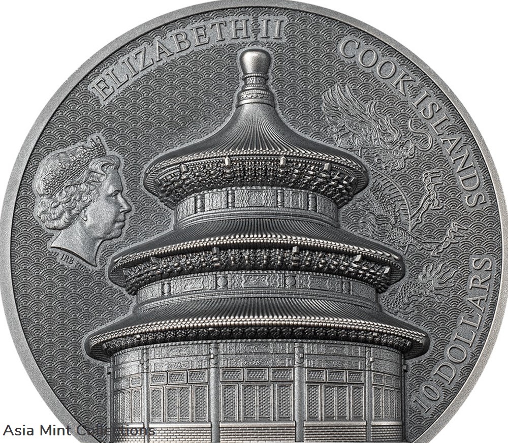 coins ingots bullion 2023 cook islands beijing temple of heaven 2oz silver antiqued coin