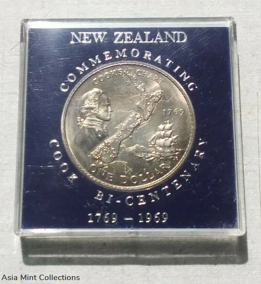 1969 New Zealand One Dollar Commemorating Cook Bi-Centenary coins ingots bullion silver coin 1969 new zealand one dollar commemorating cook bi centenary