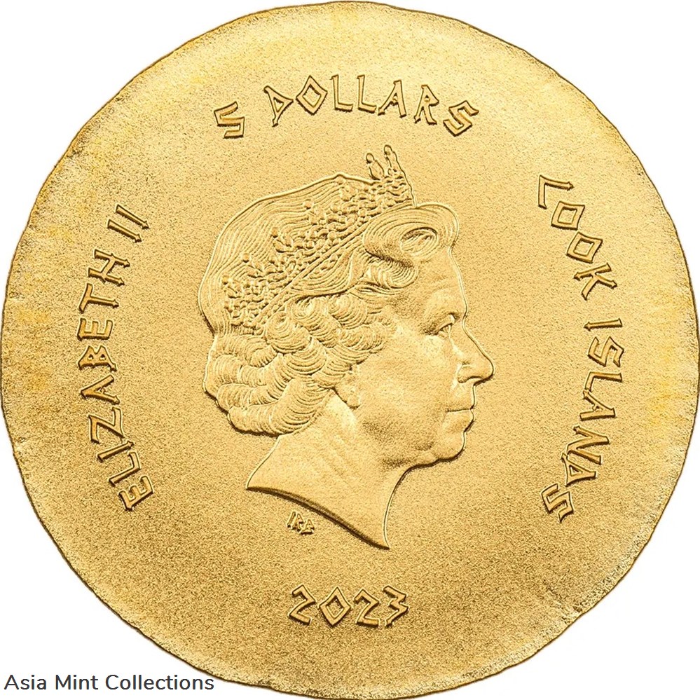 2023 Cook Islands Ancient Greece Wine Grapes Naxos 1/2g Gold Silk Finish Coin 2 coins ingots bullion 2023 cook islands ancient greece wine grapes naxos 1 2g gold silk finish coin