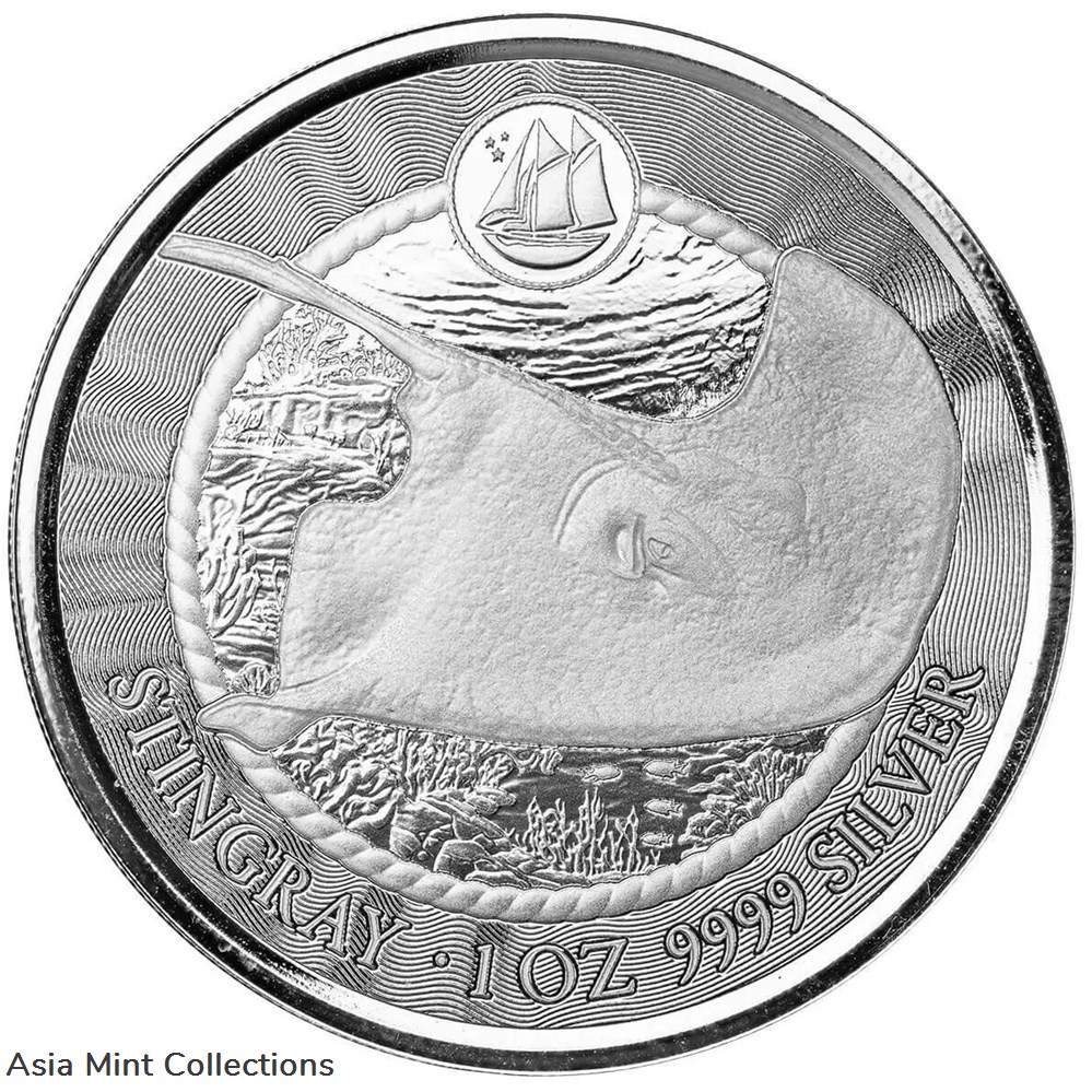 2023 - Cayman Islands $1 Stingray Rays 1 Oz Silver 999 Proof Like coins ingots bullion coin 2023 cayman islands 1 stingray rays 1 oz silver 999 proof like