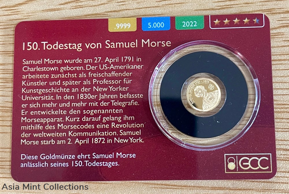 2022 - Gold Coin Card - Solomon Islands $10 Gold PP Samuel Morse coins ingots bullion 2022 gold coin card solomon islands 10 gold pp samuel morse