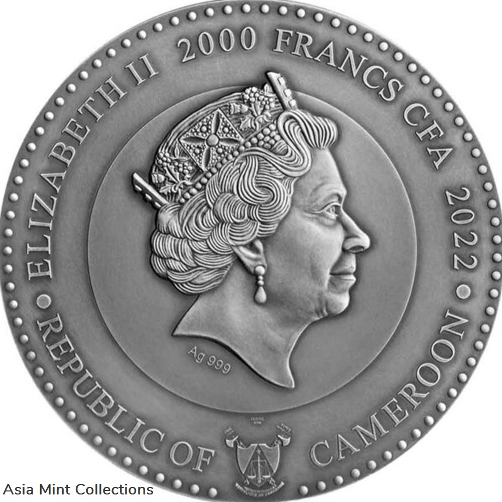 2022 - Earth Planets and Gods 2 oz Antique finish Silver Coin CFA Cameroon 2 coins ingots bullion 2022 earth planets and gods 2 oz antique finish silver coin cfa cameroon