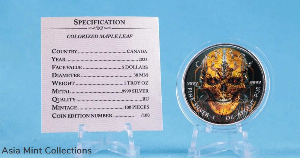 2023 Canada Cyber Skull 1 oz Silver Color Coin - COLOR EDITION 6 coins ingots bullion ingot 2023 canada cyber skull 1 oz silver color coin color edition