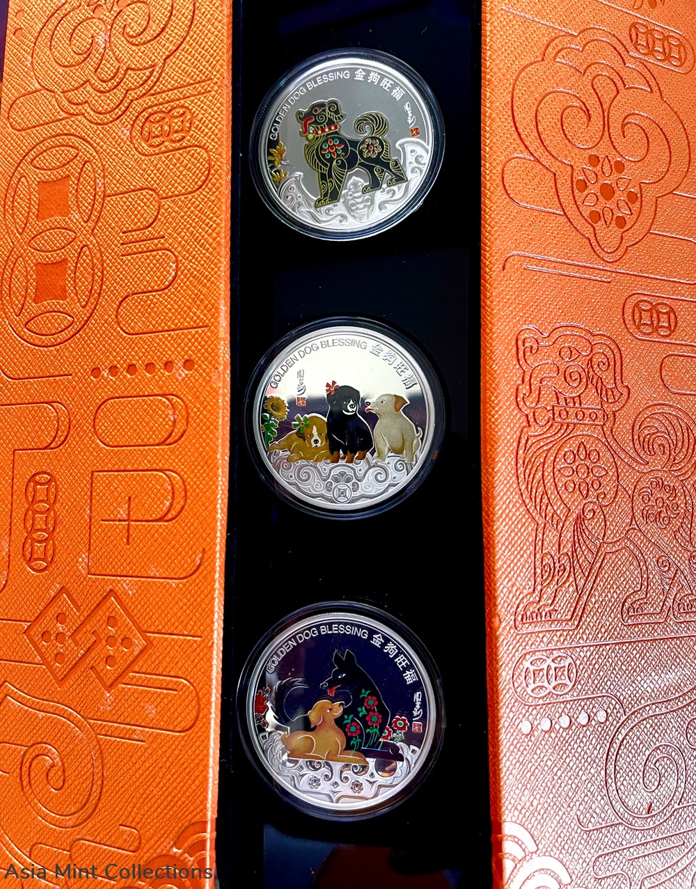 2018 NIUE Island Golden Dog Blessing 3-Coin Sets - 1oz × 3 2 coins ingots bullion silver 2018 niue island golden dog blessing 3 coin sets 1oz 3