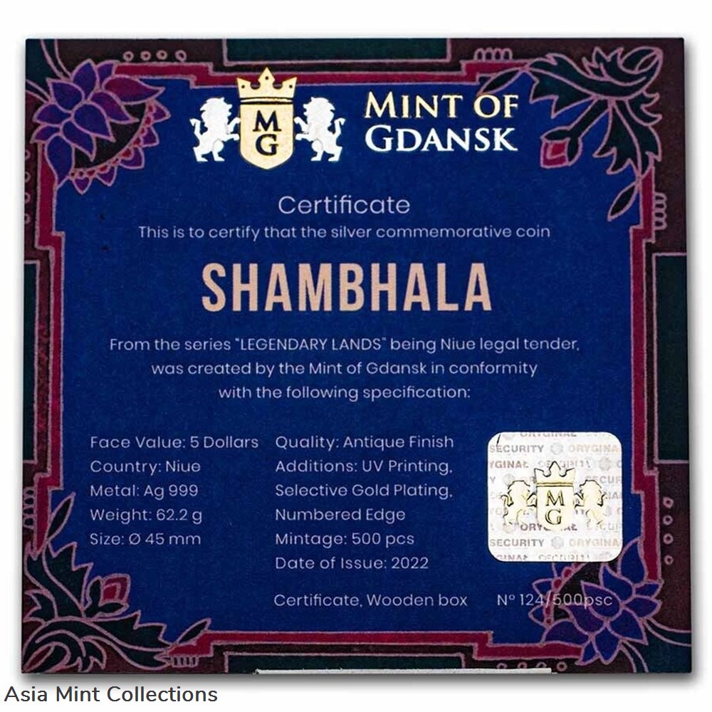 2022 - Niue 5$ Legendary Lands Shambhala 2oz 6 coins ingots bullion silver coin 2022 niue 5 legendary lands shambhala 2oz