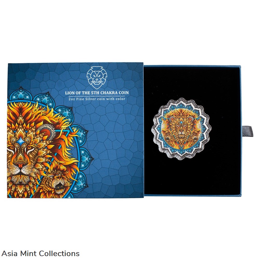 2023 Solomon Islands Lion of the 5th Chakra 2oz Silver Colorized Coin 5 coins ingots bullion 2023 solomon islands lion of the 5th chakra 2oz silver colorized coin