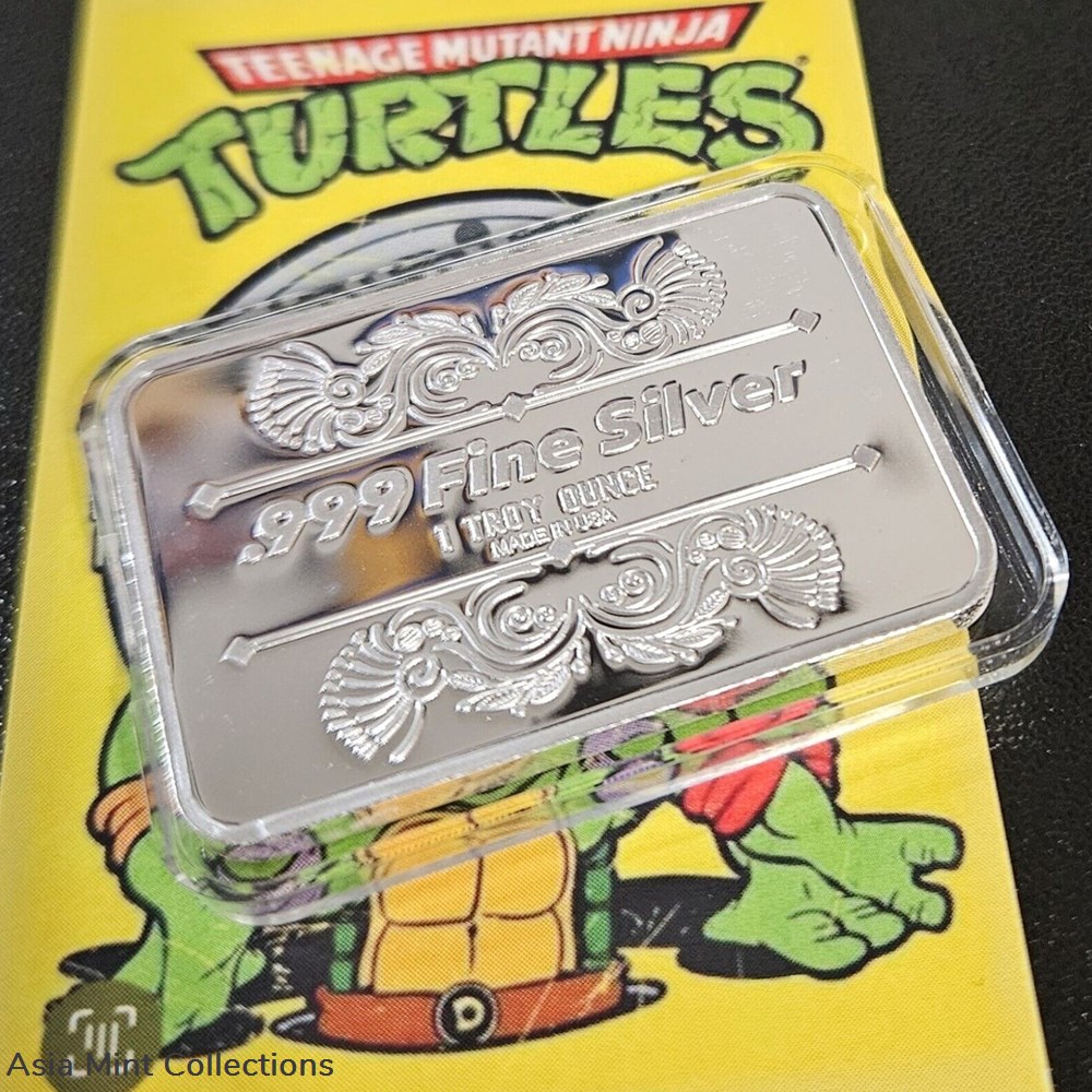 2023 - Teenage Mutant Ninja Turtles 1oz .999 Fine Silver Colorized Bar w/ COA 4 coins world united states 2023 teenage mutant ninja turtles 1oz 999 fine silver colorized bar w coa