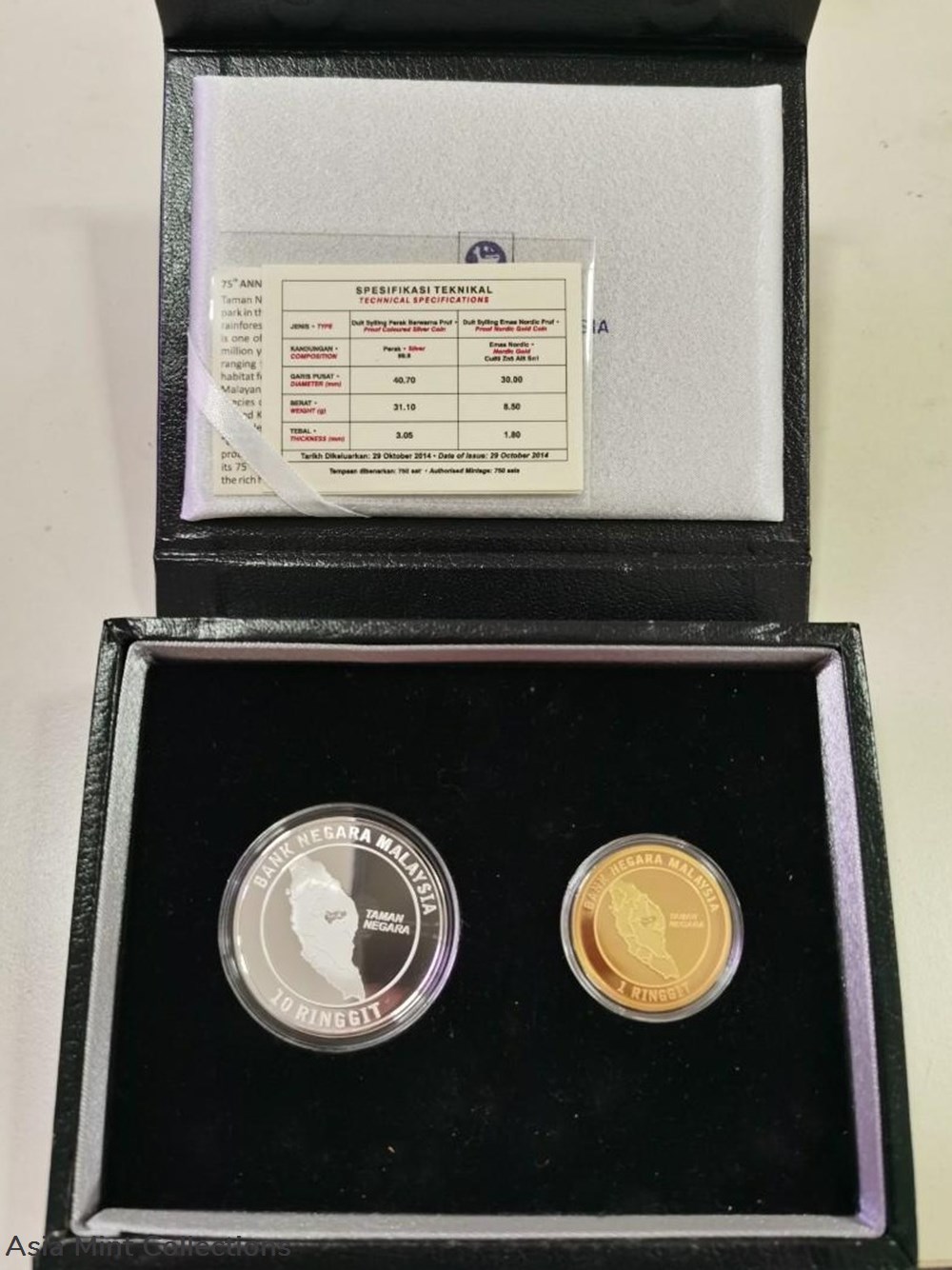 2014 - Malaysia Taman Negara 75th Anniversary set of 2 Silver & Nordic Gold Proof Coin 2 coins 2014 malaysia taman negara 75th anniversary set of 2 silver nordic gold proof coin