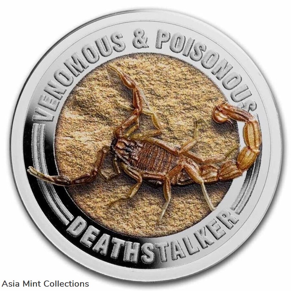 2022 Samoa Venomous & Poisonous Deathstalker 1/2 oz. Silver Colorized Coin 2 coins ingots bullion 2022 samoa venomous poisonous deathstalker 1 2 oz silver colorized coin