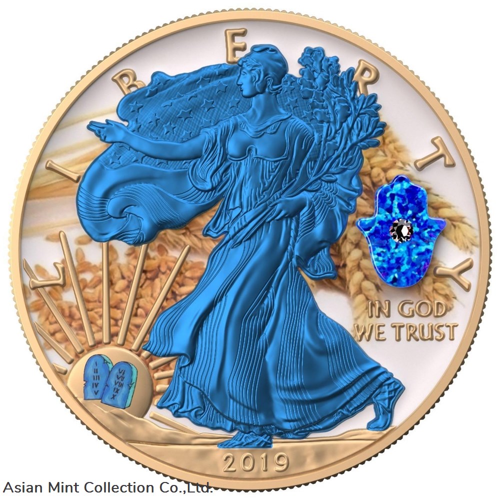 2019 USA $1 Silver Eagle - Jewish Holidays - SHAVUOT 1oz Silver Coin with OPAL coins ingots bullion 2019 usa 1 silver eagle jewish holidays shavuot 1oz silver coin with opal