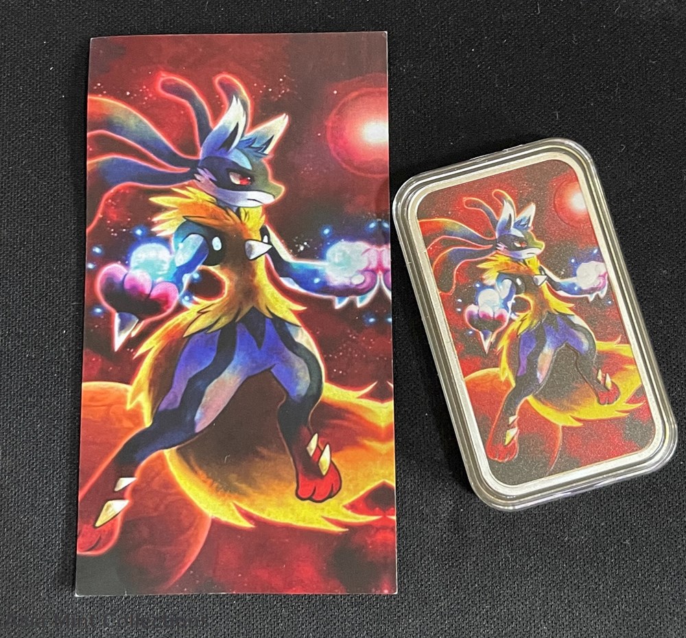 coins ingots bullion coin mega lucario pokemon trading card 1 troy oz 999 fine silver proof color bar