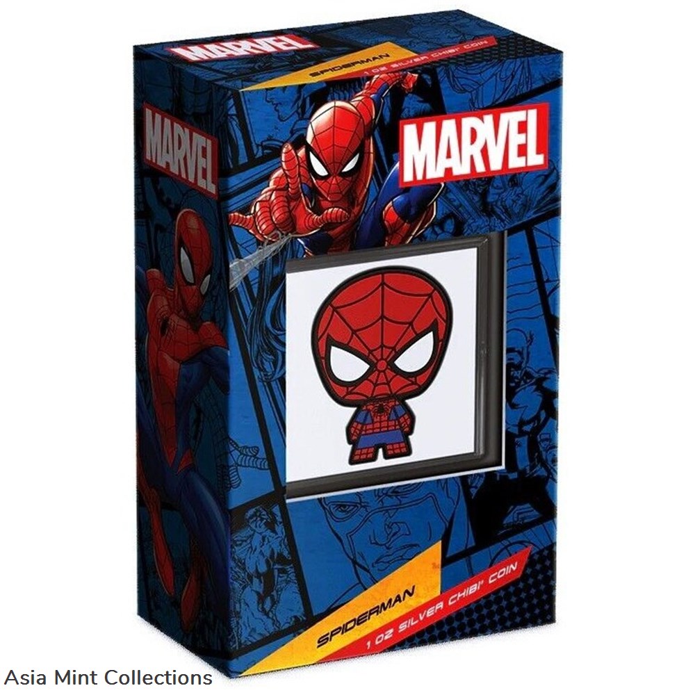 2023 - 1 oz Silver Niue Proof CHIBI SPIDER MAN Marvel Collection 3 coins ingots bullion coin 2023 1 oz silver niue proof chibi spider man marvel collection