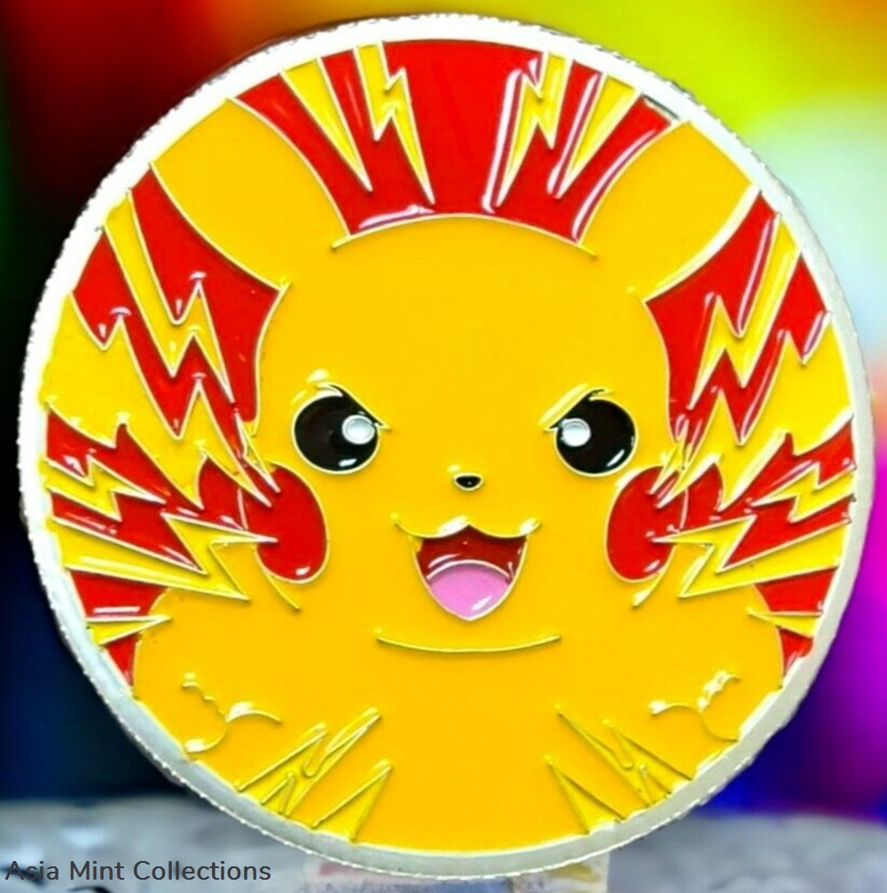 Pokemon Gotta Catch 'Em All PIKACHU Enameled 1 oz Silver Round Coin charizard coins ingots bullion pokemon gotta catch em all pikachu enameled 1 oz silver round coin charizard