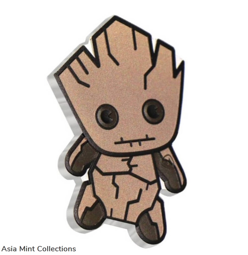 2022 Niue Marvel Kawaii Groot 1oz Silver Shaped Proof Coin 2 coins ingots bullion 2022 niue marvel kawaii groot 1oz silver shaped proof coin