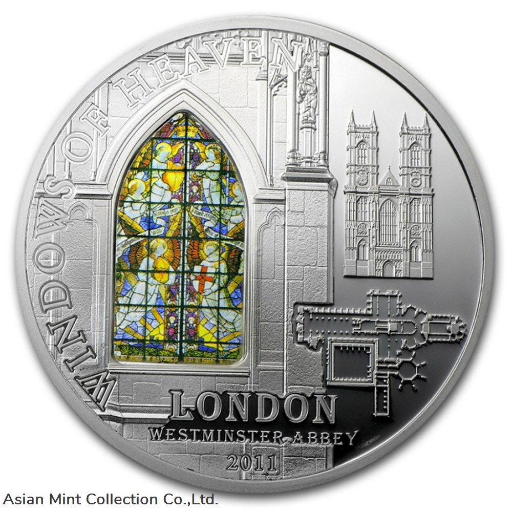 2011 - Cook Islands,10$,Windows Of Heaven, London Westminster Abbey,Silver Coin. coins ingots bullion 2011 cook islands 10 windows of heaven london westminster abbey silver coin