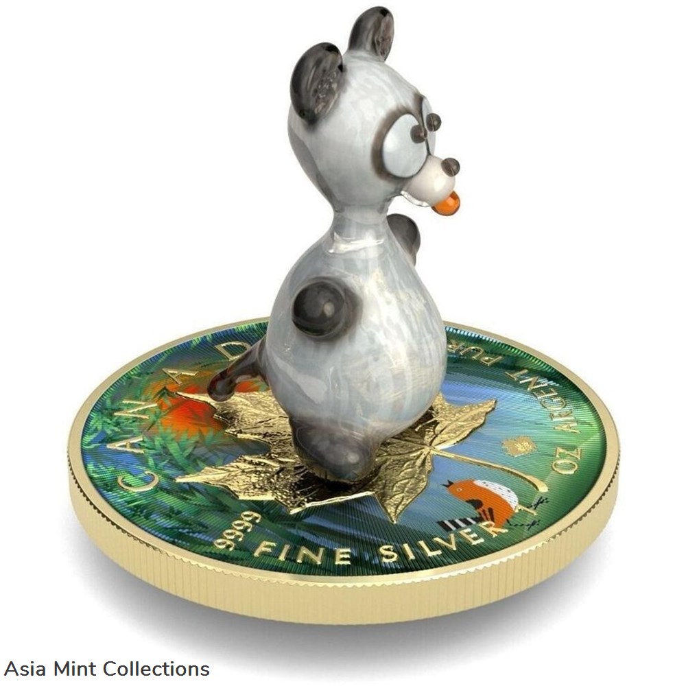 2022 - 1 Oz Silver Coin $5 Canada Maple Leaf Murano Glass Series - Panda Bear 2 coins ingots bullion 2022 1 oz silver coin 5 canada maple leaf murano glass series panda bear