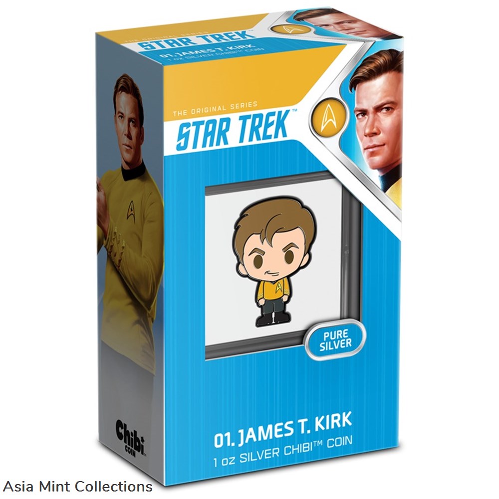 2021 Niue Chibi Star Trek CAPTAIN JAMES T KIRK 1 oz Silver Proof Coin 4 coins ingots bullion 2021 niue chibi star trek captain james t kirk 1 oz silver proof coin