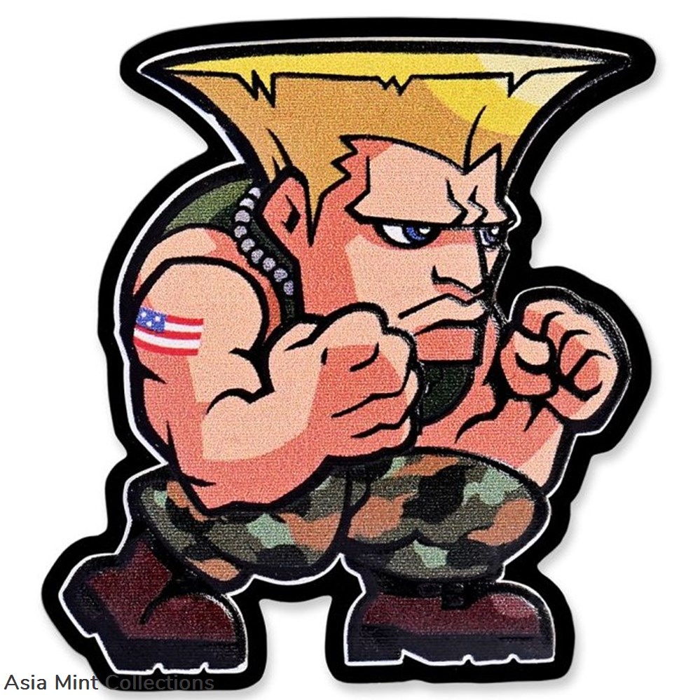 2022 1 oz Fiji Street Fighter Mini Fighters - Guile 999 Silver Coloured Proof Coin coins ingots bullion 2022 1 oz fiji street fighter mini fighters guile 999 silver coloured proof coin