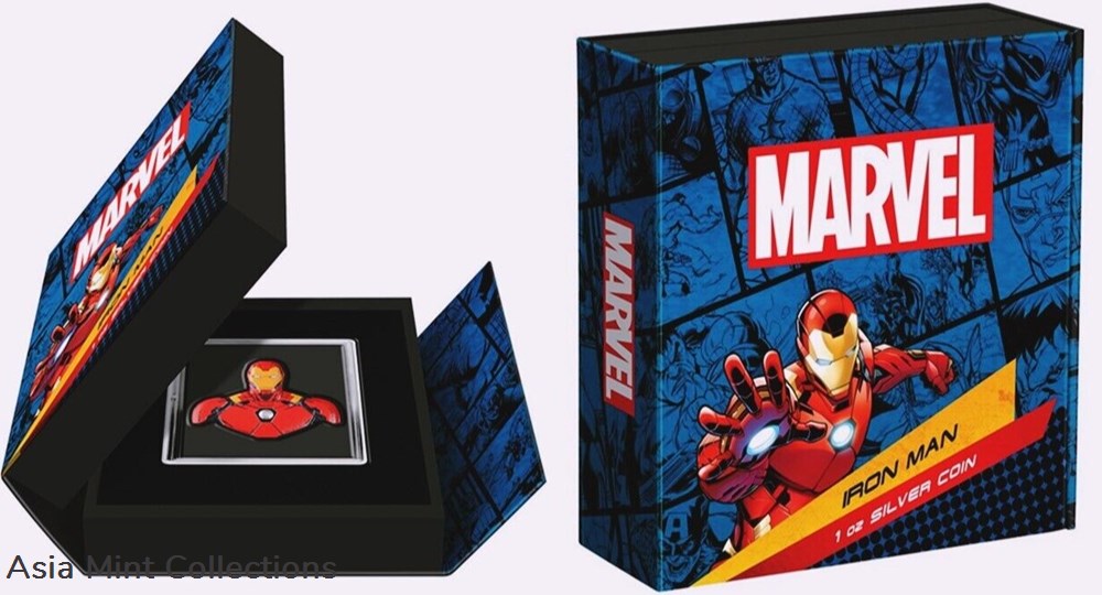 2023 - 1 oz Silver Niue Proof Shape - IRON MAN - Tony Stark - Avengers 5 coins ingots bullion coin 2023 1 oz silver niue proof shape iron man tony stark avengers