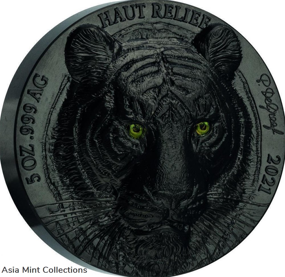 coins ingots bullion ingot 2021 ivory coast big five asian tiger 5oz silver black silk finish coin