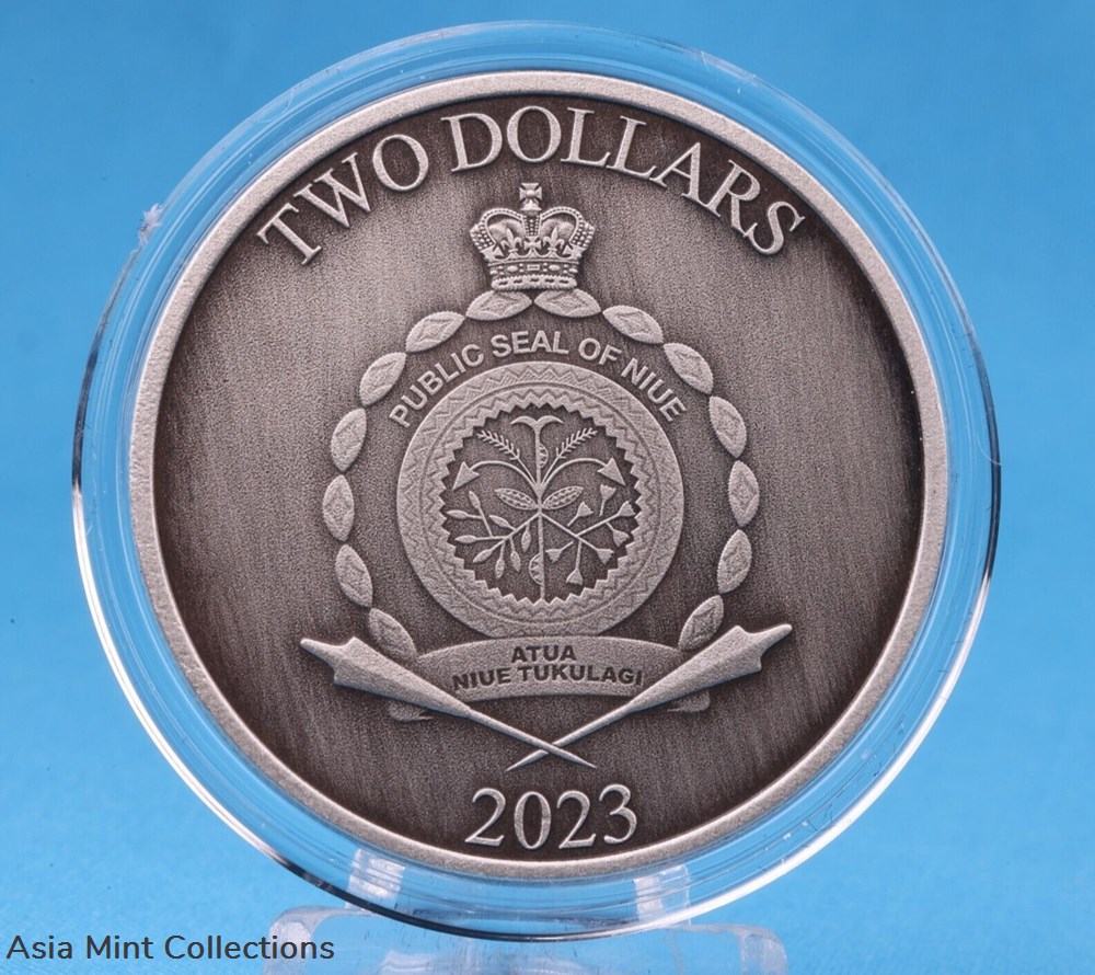 2023 - Hercules Silbermünze 1 Oz 999 Niue 2 $ Antik Finish mit OVP 7 coins ingots bullion silver coin 2023 hercules silbermunze 1 oz 999 niue 2 antik finish mit ovp