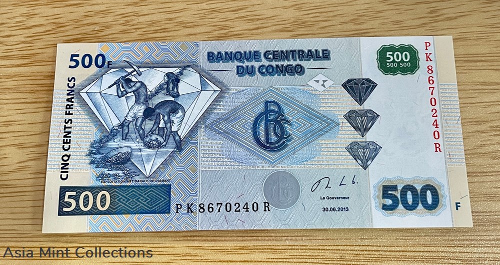 2013 - Banknote banknote - Central Bank of the CONGO, 500 FRANCS UNC, Pick-96B banknotes 2013 banknote banknote central bank of the congo 500 francs unc pick 96b